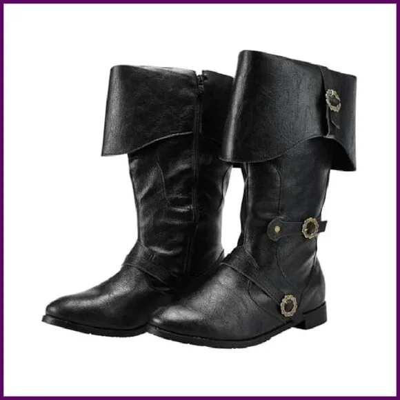 Medieval Renaissance Pull On Boots Mid Calf Gothic Cosplay Halloween